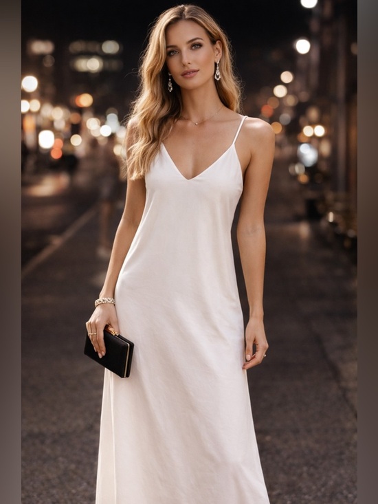 Everlane Dresses & Skirts - Everlane Creamy White V-Neck Slip Dress, Classic, Minimalist, versatile, 4